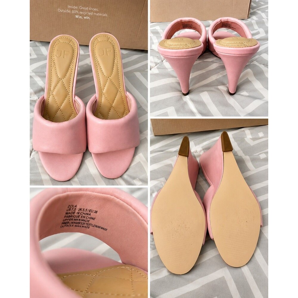 Just Fab Pink Quilted Slip-On Mule Heels Open Toe US 7.5